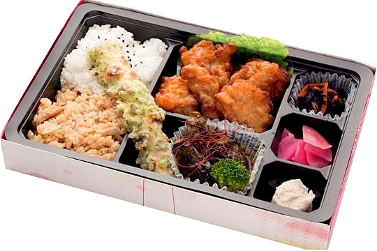 こだわり唐揚と茄子のチリソース和えのお弁当 　200ｍｌパック茶付