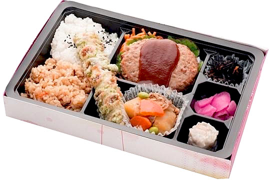 ジューシーハンバーグステーキと肉じゃがのお弁当 　200ｍｌパック茶付