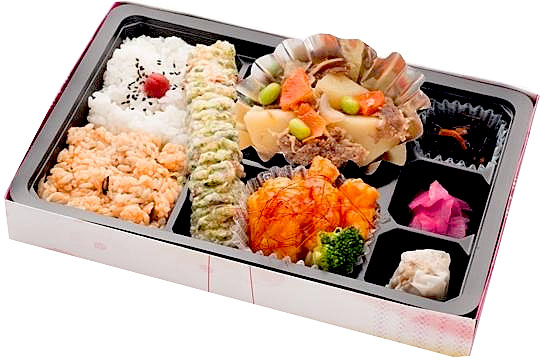 昔ながらの肉じゃがとプリプリの海老チリのお弁当　200ｍｌパック茶付