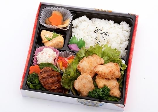 旨塩地鶏唐揚げ&黒毛和牛手ごねハンバーグステーキ弁当