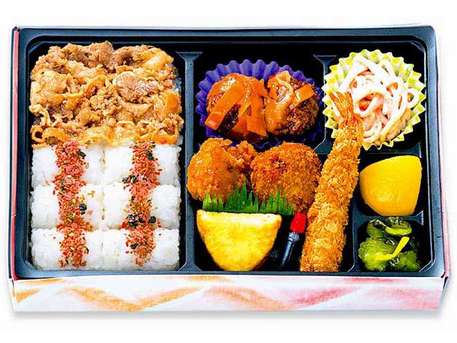 肉めしフライ弁当  200mlパック茶付