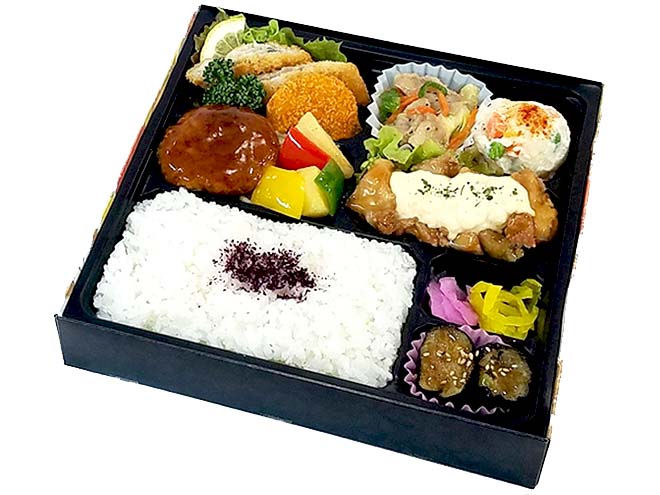 ハンバ‐グとチキン南蛮弁当 缶茶付　No.110