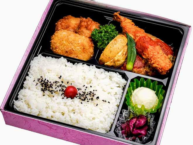 楓（ハンバーグトマトソースとエビフライ弁当）