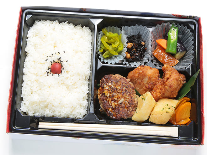 地鶏からあげハンバーグ弁当