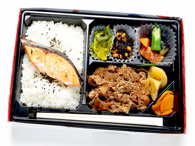 牛鮭弁当