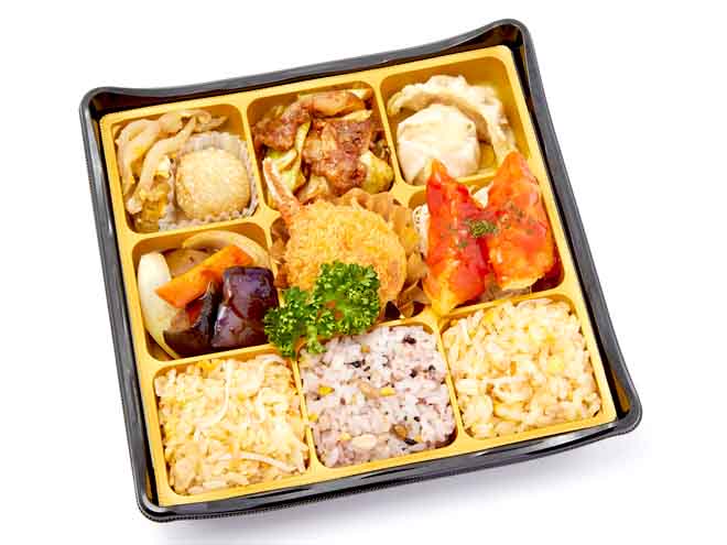 彩り9マス中華弁当（2）麻婆茄子／カニ爪フライ／イカチリソース