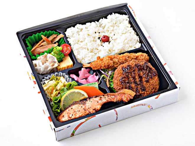 特製メンチカツと鮮魚のレモンペッパー焼き弁当