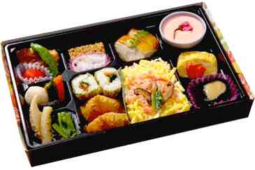 ゆり（ちらし寿司、昆布細巻き、いなり寿司と3種のご飯）さくら川